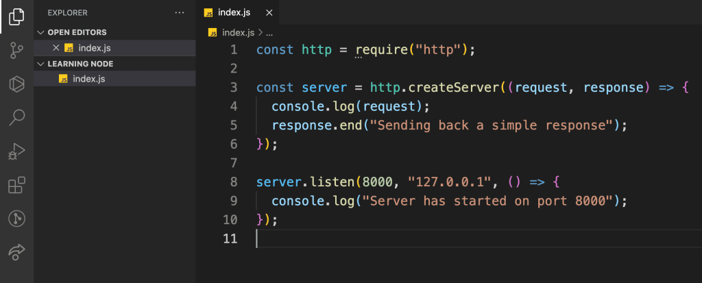 Creating a web server in Node